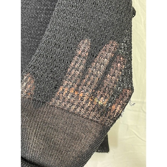 ROBBI & NIKKI Black Woven Knit Tank Layered Long Sleeve Sweater Size LARGE - Picture 6 of 6